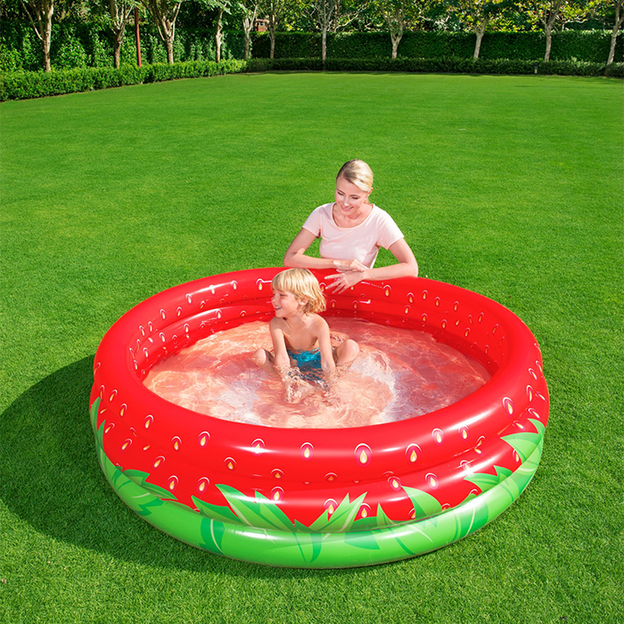 Bestway Piscine Gonflable Enfant 3 Anneaux Fraise 168x38 cm +2 Ans 51145