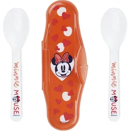 Disney Baby Minnie Collector - Set de 2 cuillères bébé ergonomiques avec étui de transport - Sans BPA, compatibles micro-ondes, pour enfants +10 mois