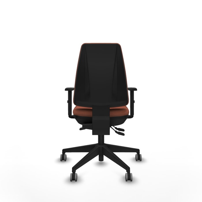 Chaise Elche Asynchrone Tissu Marron Base pyramidale noire Accoudoir 1D Sans appui-tête Roulettes 65mm pour moquette Chaise Elche Asynchrone Tissu Marron Base pyramidale noire Accoudoir 1D Sans appui-tête Roulettes 65mm pour moquette