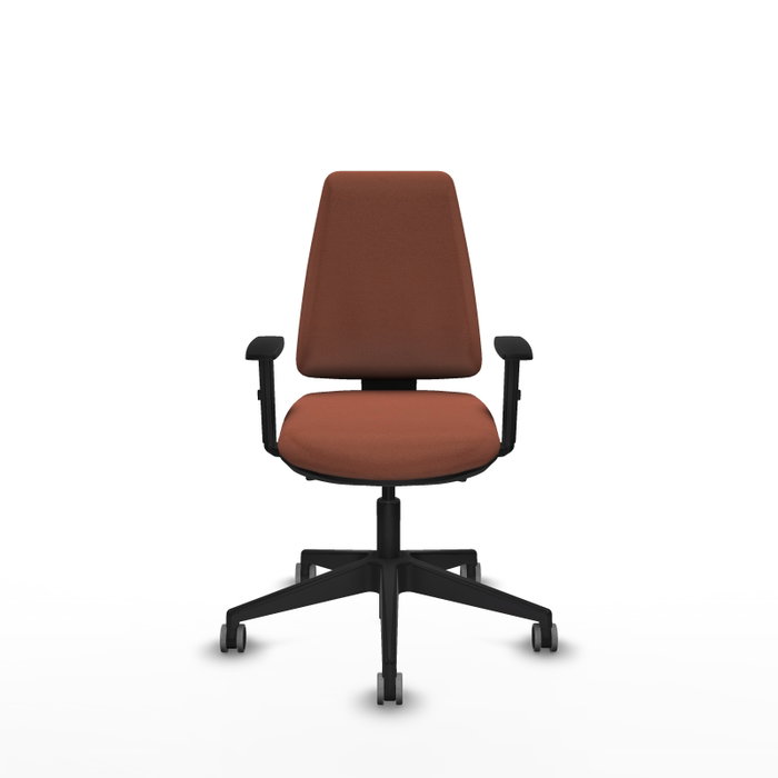 Chaise Elche Asynchrone Tissu Marron Base pyramidale noire Accoudoir 1D Sans appui-tête Roulettes 65mm pour moquette Chaise Elche Asynchrone Tissu Marron Base pyramidale noire Accoudoir 1D Sans appui-tête Roulettes 65mm pour moquette