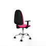 Chaise Algarra Contact permament de base Cuir écologique Rose Structure chromée Accoudoir 1D Sans appui-tête Roulettes pour moquette