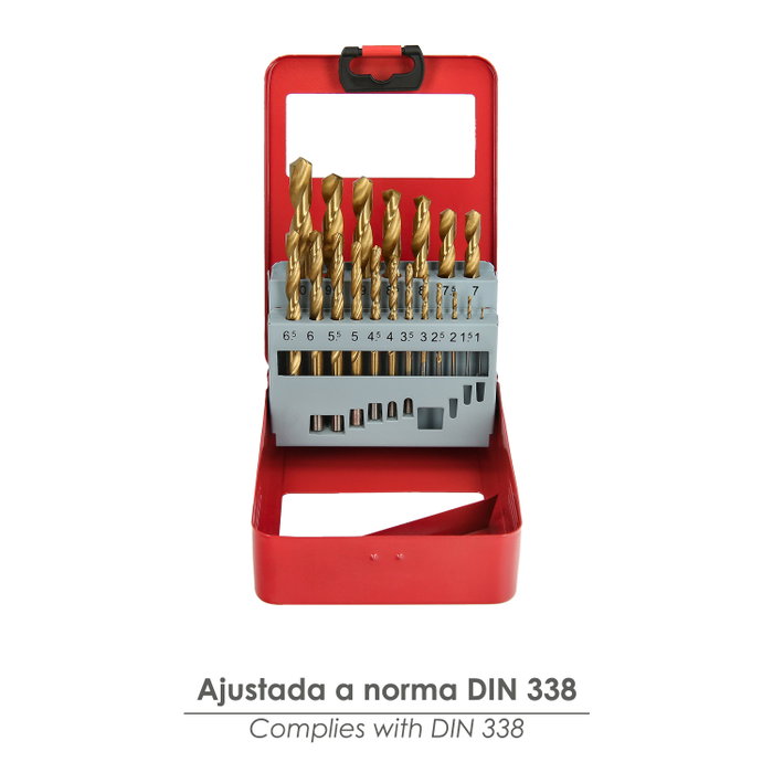 WOLFPACK LINEA PROFESIONAL Coffret de forets HSS titane 1-10 mm, 19 unités