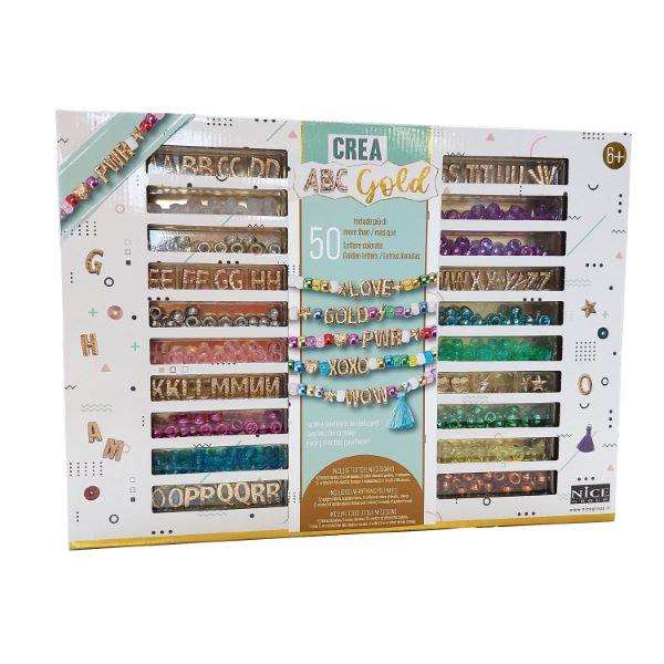 Nice Set Perlas Precious Gold - Kit de perles pour créer ses propres bracelets - Âge recommandé 6 ans - 33x24x3 cm
