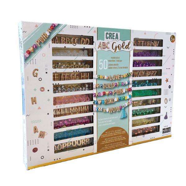 Nice Set Perlas Precious Gold - Kit de perles pour créer ses propres bracelets - Âge recommandé 6 ans - 33x24x3 cm