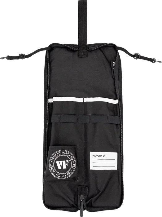 Vicfirth Essential étui à baguettes noir pour 4-5 paires avec poche intérieure et sangle élastique