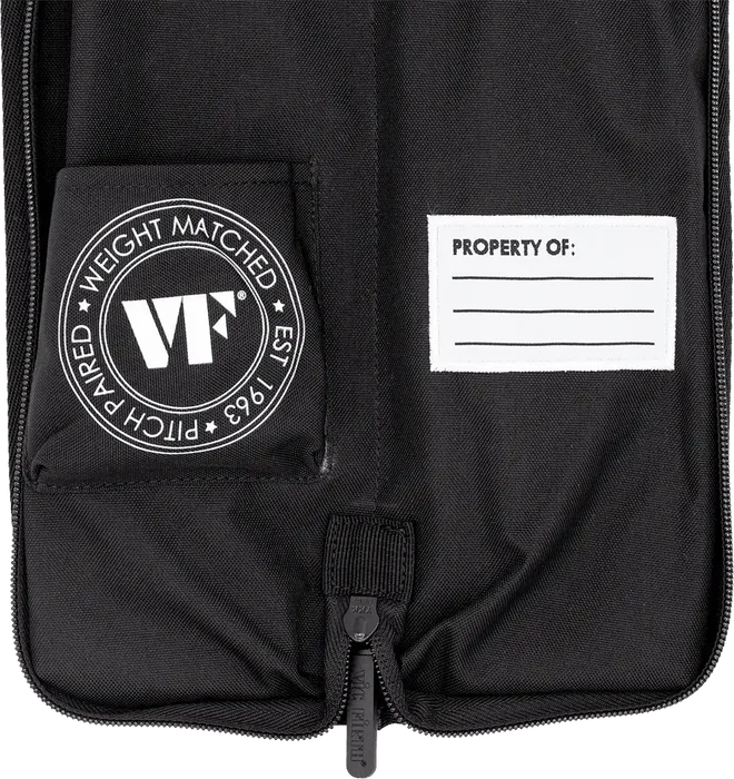 Vicfirth Essential étui à baguettes noir pour 4-5 paires avec poche intérieure et sangle élastique