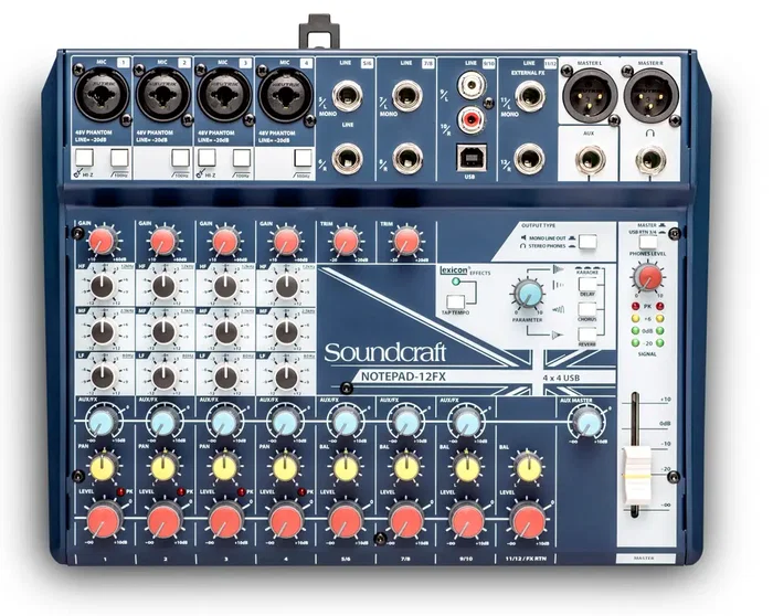 SOUNDCRAFT Notepad-12FX Table de mixage avec interface audio USB, préamplis micro, effets Lexicon