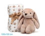 KioKids - Peluche lapin marron doudou avec couverture étoilée - Doudou de sécurité pour bébé 0 mois - Peluche 25 cm + Couverture 100x100 cm - Polyester