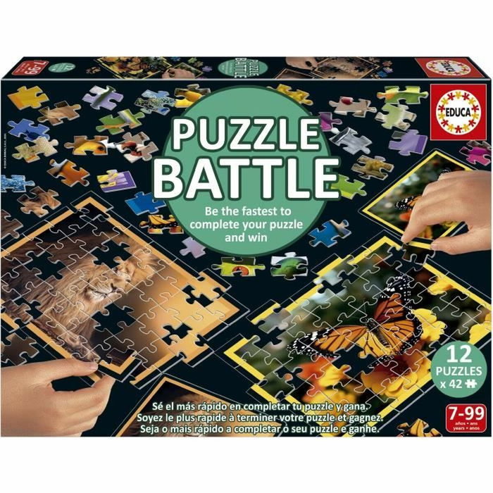 Educa Battle Jr Natura - Lot de 12 puzzles de 42 pièces Educa Battle Jr Natura - Lot de 12 puzzles de 42 pièces