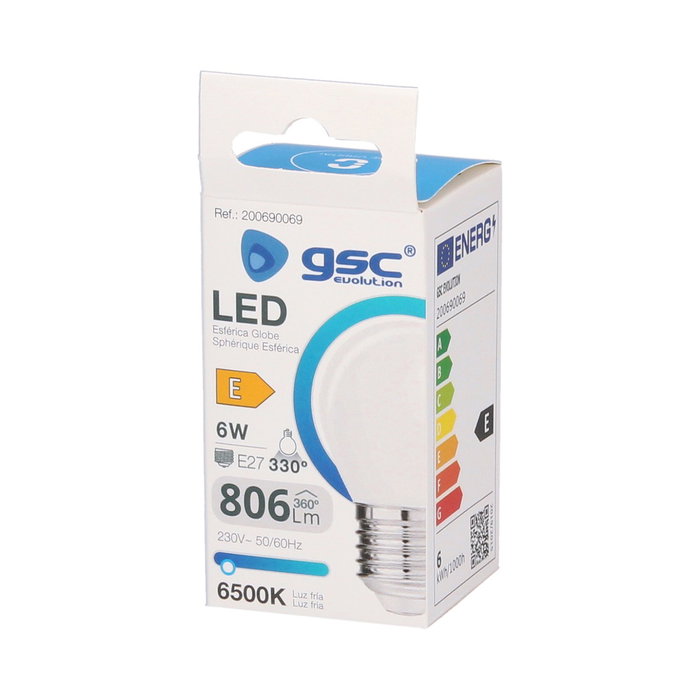GSC Evolution Ampoule LED sphérique Serie Cristal 6W E27 6500K