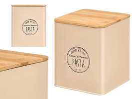 KINVARA Lot de 12 Bocaux Carrés Beige avec Couvercle en Bambou