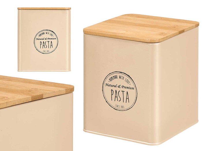 KINVARA Lot de 12 Bocaux Carrés Beige avec Couvercle en Bambou KINVARA Lot de 12 Bocaux Carrés Beige avec Couvercle en Bambou