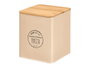 KINVARA Lot de 12 Bocaux Carrés Beige avec Couvercle en Bambou