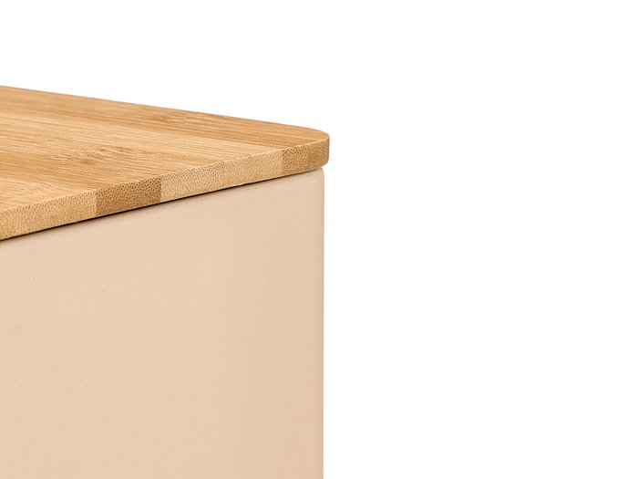 KINVARA Lot de 12 Bocaux Carrés Beige avec Couvercle en Bambou KINVARA Lot de 12 Bocaux Carrés Beige avec Couvercle en Bambou
