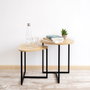 Vinthera Moa Set de 2 Tables d'Appoint Acier et Bois 45x47,5 cm et 42x36,8x40 cm