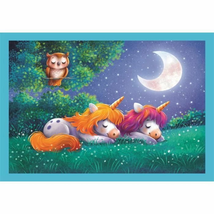 Clementoni Puzzle 4 en 1 - Une journée avec des licornes Clementoni Puzzle 4 en 1 - Une journée avec des licornes
