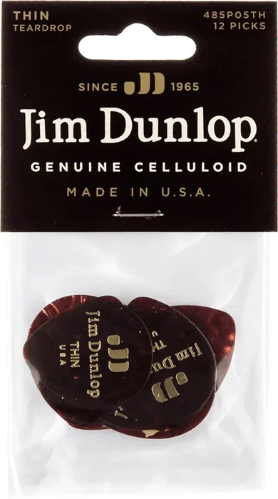 Dunlop Pack 12 Púas Genuine Celluloid Teardrop Shell - Thin