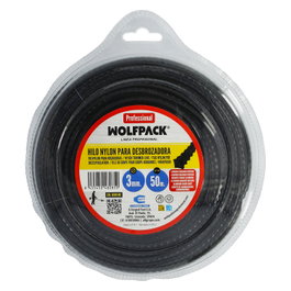 WOLFPACK LINEA PROFESIONAL Fil Nylon et Aluminium Dentelé Carré 3 mm x 50 m