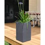 Eda Volcania Up - Jardinière carrée empilable intérieur/extérieur 30 cm (36L) - Gris anthracite - Avec réserve d'eau - Modulable - Label Origine France Garantie