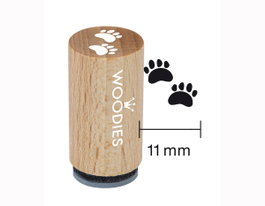 Woodies Mini Tampon en Bois et Caoutchouc Motifs Pattes 15x25mm
