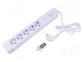 LOGILINK LPS402 Bloc d'alimentation 5 prises blanc