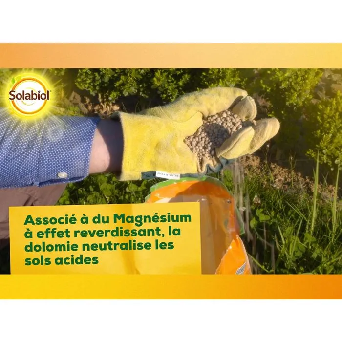 Solabiol Carbonate de Chaux et de Magnésium - 10 kg - Granulés pour sol - Corrige l'acidité du sol - Action progressive et durable - Utilisable en agriculture biologique