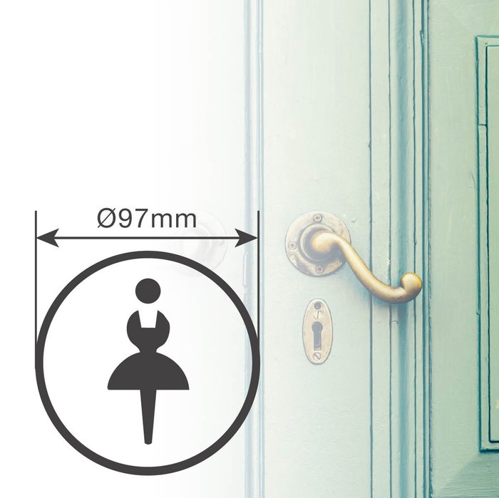 Hantums Symbole de toilettes adhésif femme Ø97mm