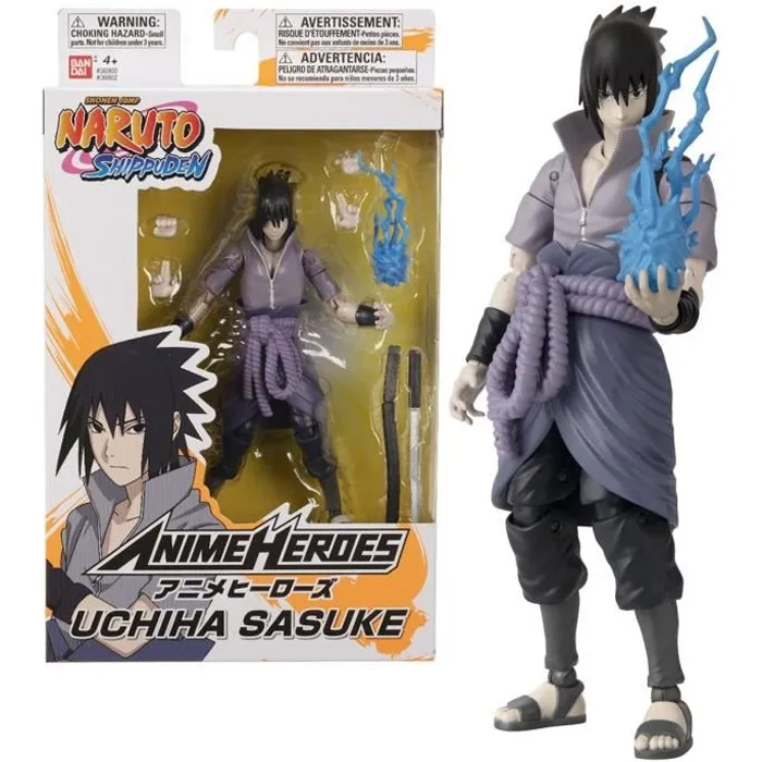 Figurine Bandai Naruto Shippuden Anime Heroes Sasuke Uchiwa 17 cm avec 16 points d'articulation - figurine collector détaillée Figurine Bandai Naruto Shippuden Anime Heroes Sasuke Uchiwa 17 cm avec 16 points d'articulation - figurine collector détaillée