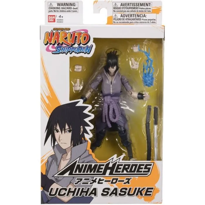 Figurine Bandai Naruto Shippuden Anime Heroes Sasuke Uchiwa 17 cm avec 16 points d'articulation - figurine collector détaillée Figurine Bandai Naruto Shippuden Anime Heroes Sasuke Uchiwa 17 cm avec 16 points d'articulation - figurine collector détaillée