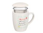 Vessia Tasse en Porcelaine Nature avec Filtre et Couvercle, Assortie, 340 ml, 12x10x8 cm (Set de 24)