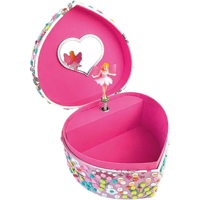 Sycomore Stick'N Fun 3D Mosaïques - Boîte à Musique Coeur Ballerine Fée - Coffret Loisir Créatif avec Mosaïques et Gems - Dès 5 ans