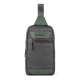 Piquadro Sac à dos en cuir pour homme, modèle bandoulière et sac à dos, couleur vert militaire