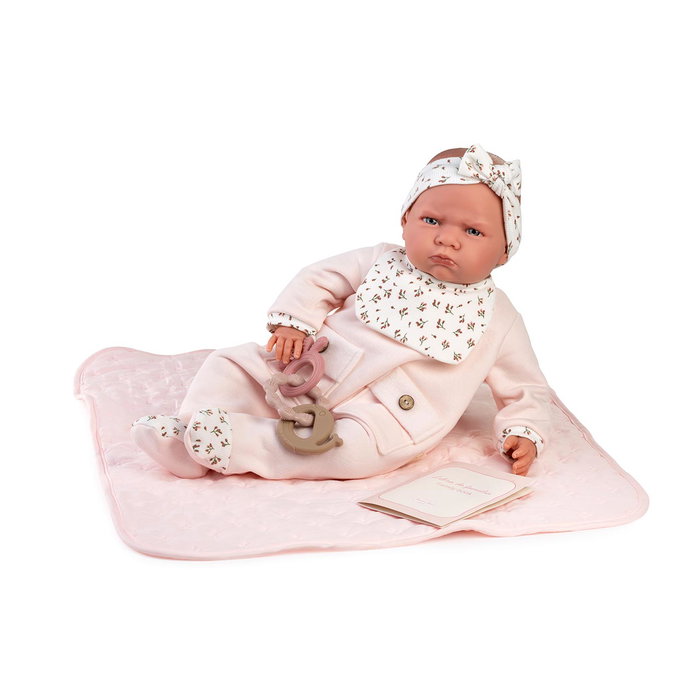 Muñecas Antonio Juan Ma Première Poupée Reborn Berta avec Couverture Matelassée Rose, Ensemble de Vêtements et Accessoires - Pour Enfants de 3 Ans et Plus
