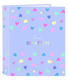 Safta Carpeta Classeur à 4 anneaux 35mm dos large Benetton Lilas 27x33x6cm