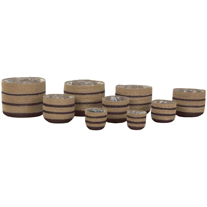 Home ESPRIT Set de pots de fleurs Esprit Naturel Brun foncé Fibre naturelle Home ESPRIT Set de pots de fleurs Esprit Naturel Brun foncé Fibre naturelle