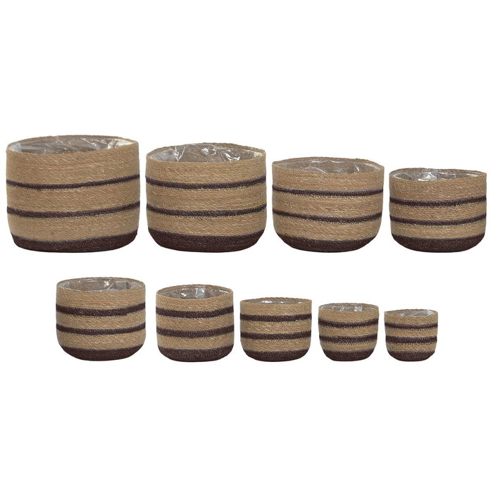 Home ESPRIT Set de pots de fleurs Esprit Naturel Brun foncé Fibre naturelle Home ESPRIT Set de pots de fleurs Esprit Naturel Brun foncé Fibre naturelle