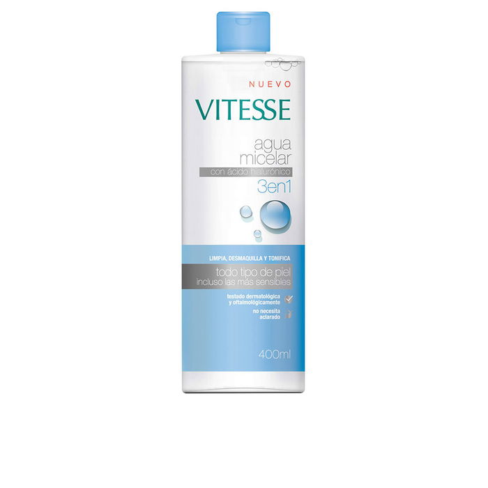 Vitesse Eau Micellaire 3 en 1 Nettoie, Démaquille, Tonifie - Peaux Sensibles, Acide Hyaluronique - 400 ml