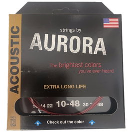 Aurora Strings Aurora Red 10-48 Cordes acoustiques coated Phosphore Bronze/Silver Phosphore Bronze Made in USA