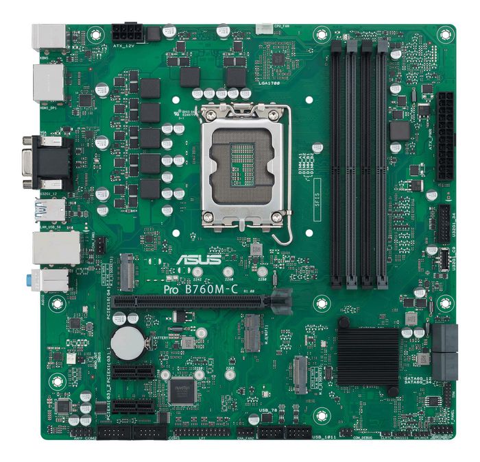 Asus Carte mère Pro Micro-ATX Intel B760 pour entreprise - Sécurité renforcée, gestion IT (ACC Express), DDR5, PCIe 4.0, socket LGA 1700 pour 13e Gen