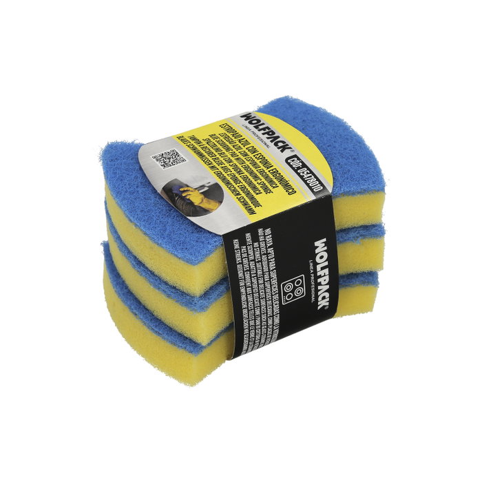 WOLFPACK LINEA PROFESIONAL Lot de 3 éponges bleues non rayantes