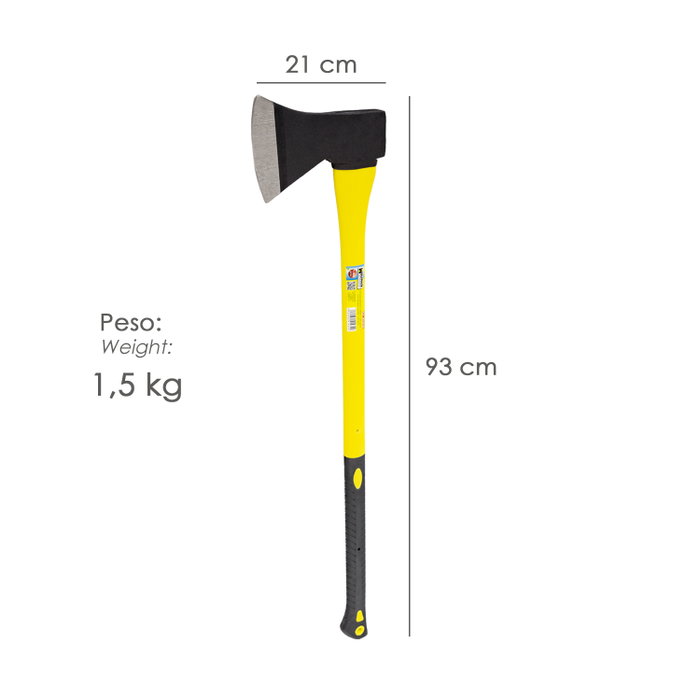 WOLFPACK LINEA PROFESIONAL Hache avec Manche en Fibre de Verre 1500 Grammes