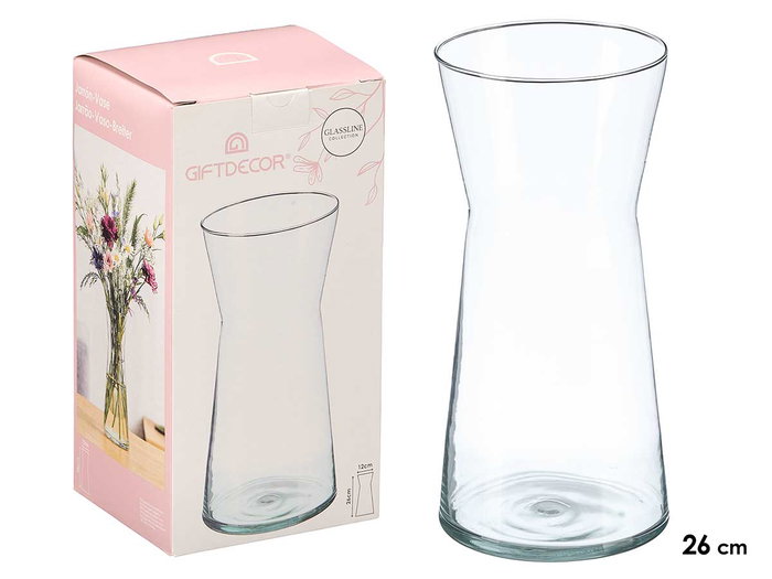 GIFTDECOR Vase en verre transparent à large ouverture 26cm GIFTDECOR Vase en verre transparent à large ouverture 26cm