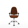 PIQUERAS Y CRESPO Chaise de bureau Algarra, Similicuir Marron, Accoudoirs 2D, Roulettes Parquet