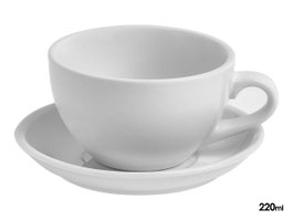 VESSIA Ensemble de 24 tasses et soucoupes en porcelaine blanche 220ml