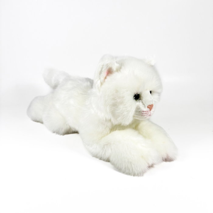 DEQUBE Peluche Bocalan Chat Blanc Couché 25 cm - Licorne DEQUBE Peluche Bocalan Chat Blanc Couché 25 cm - Licorne