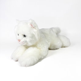 DEQUBE Peluche Bocalan Chat Blanc Couché 25 cm - Licorne