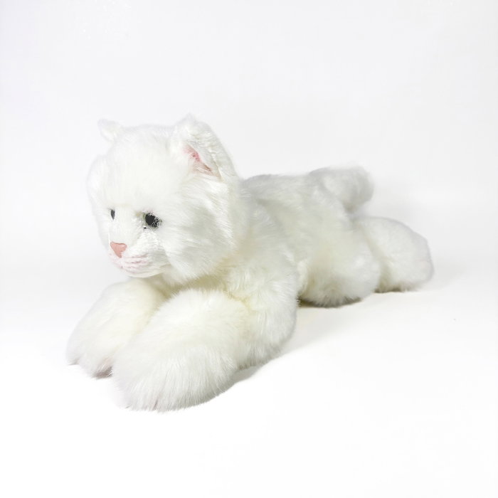 DEQUBE Peluche Bocalan Chat Blanc Couché 25 cm - Licorne DEQUBE Peluche Bocalan Chat Blanc Couché 25 cm - Licorne