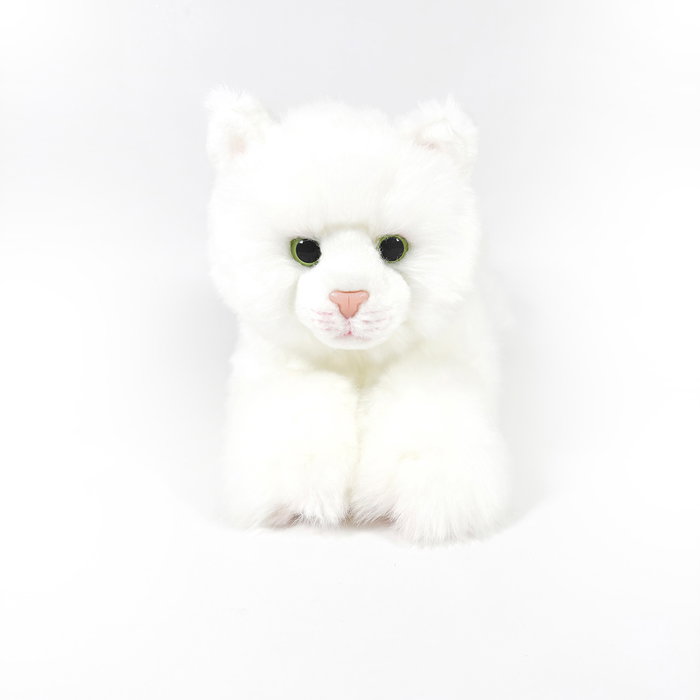 DEQUBE Peluche Bocalan Chat Blanc Couché 25 cm - Licorne DEQUBE Peluche Bocalan Chat Blanc Couché 25 cm - Licorne
