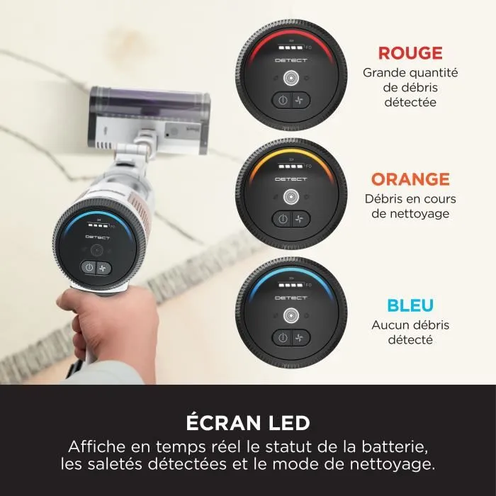 Shark Aspirateur Balai sans fil IW3612EU - 240 W - Vidage automatique 2 L - 4 capteurs - 3 modes d'aspiration - Noir/Argent