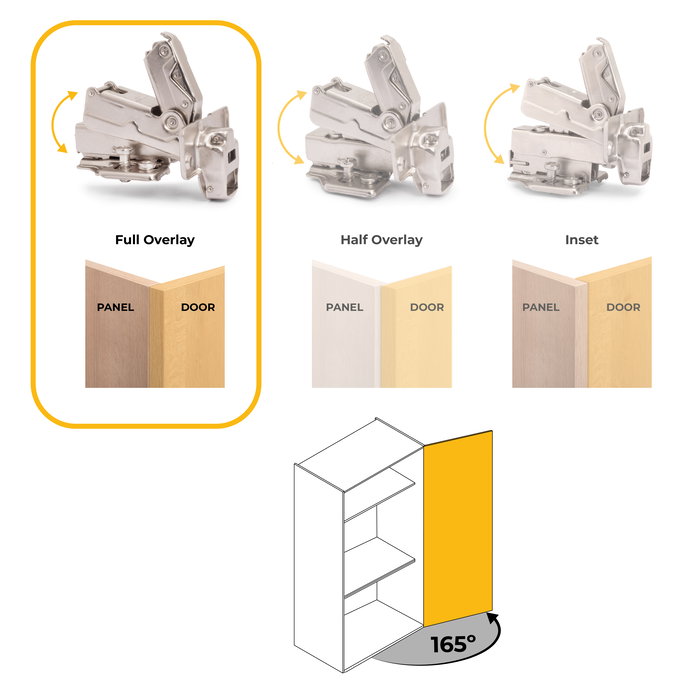 Emuca Lot de 10 charnières droites X91 à ouverture de 165 degrés avec fermeture amortie et embases euro, hauteur 0, acier, nickelé
